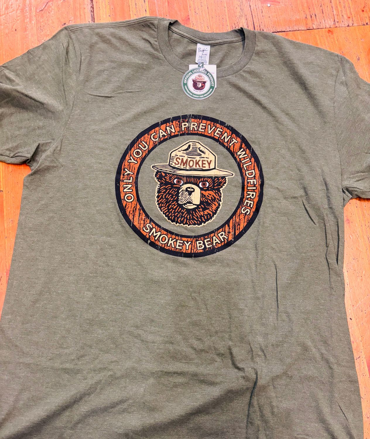 Smokey Wood Grain Tee, Color: Olive Heather, Size: X-Small