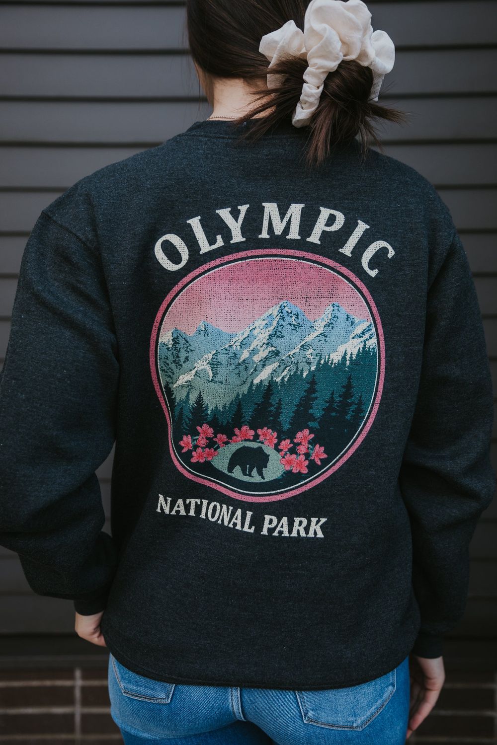 Olympic National Park Black Bear Crewneck Sweater