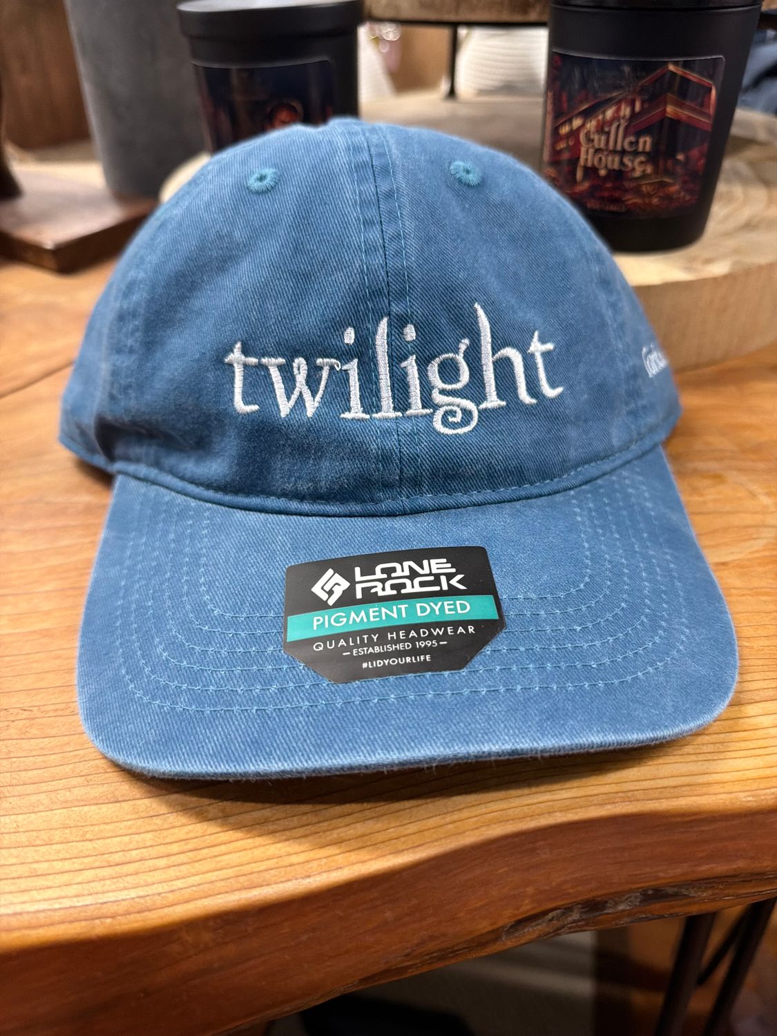 Twilight Forks, WA Dad Hat, Color: Denim Hat/White Thread