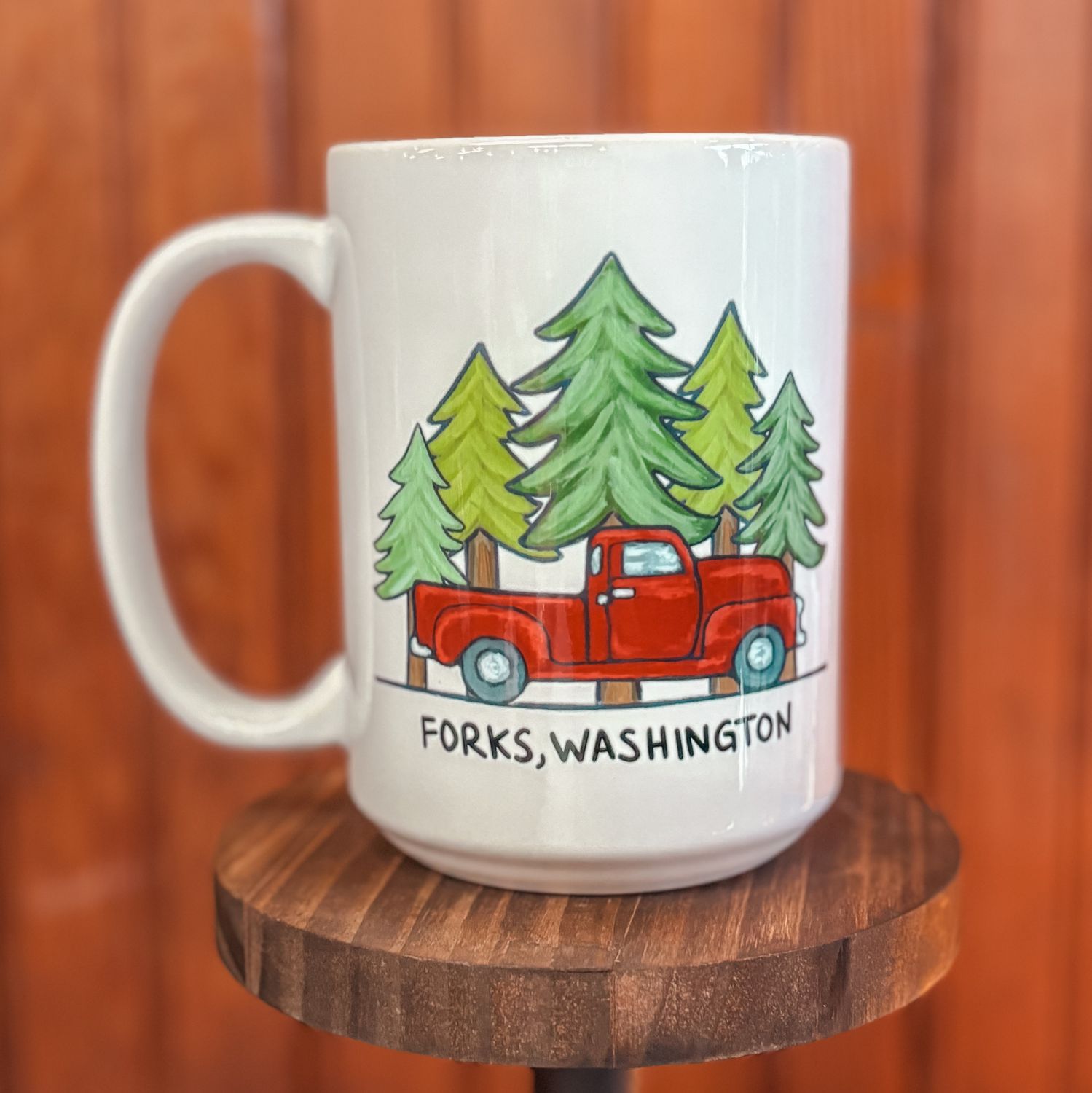 Forks Red Truck Mug