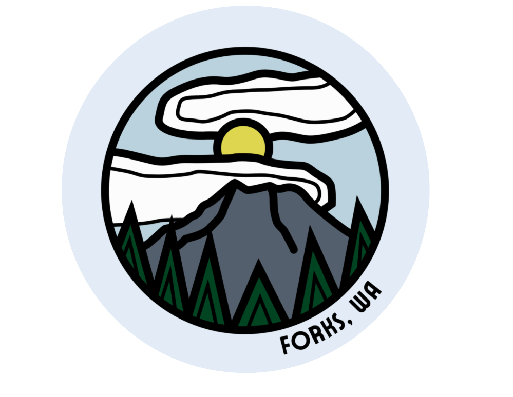 Mountain Scene Forks, WA Sticker