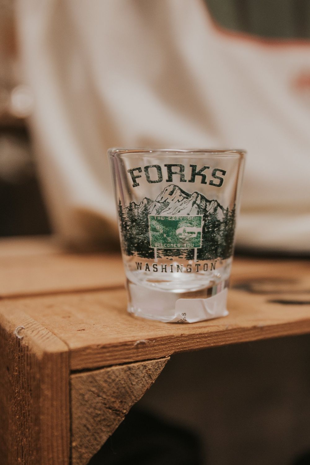 City of Forks Mountain Shot Glass