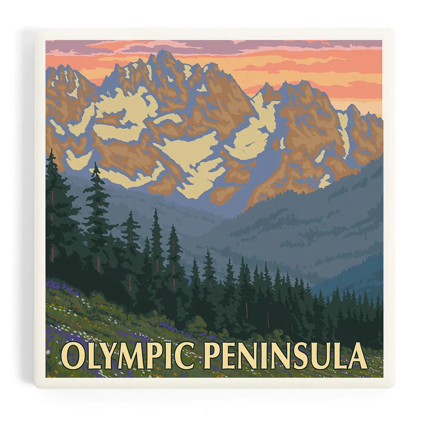 Ceramic Coaster Olympic Peninsula, Spring Flowers