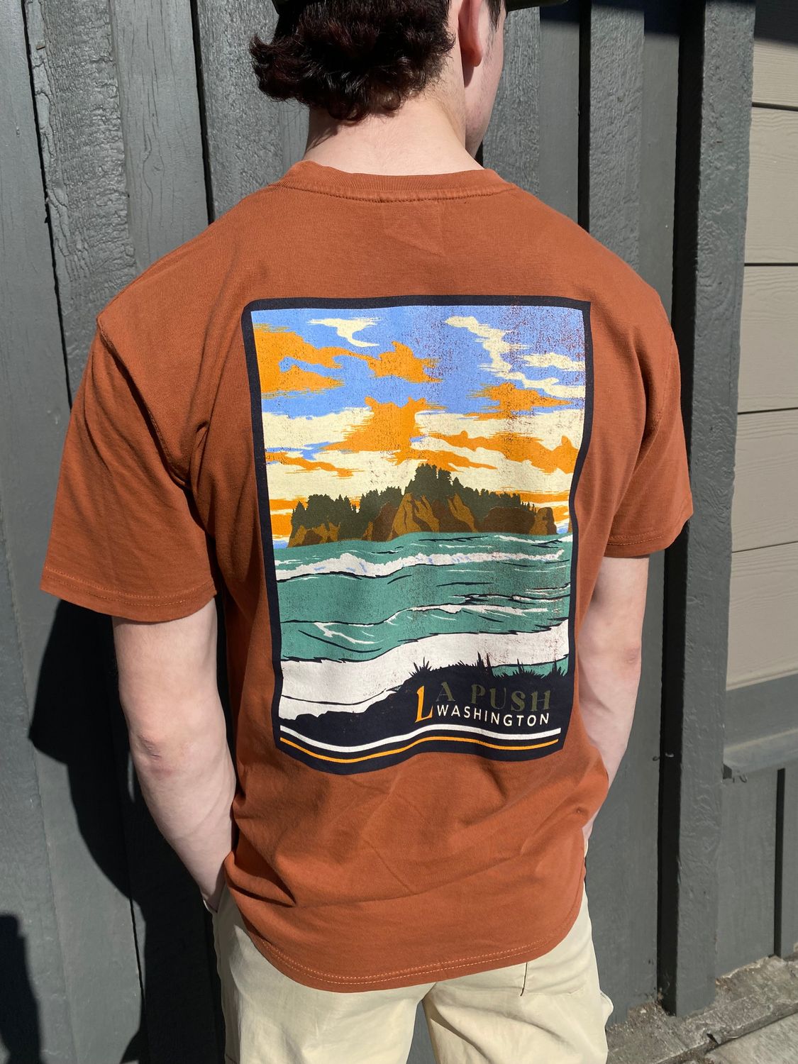 Olympic National Park La Push, Beach Short Sleeve Tee, Color: Red clay, Size: X-Small