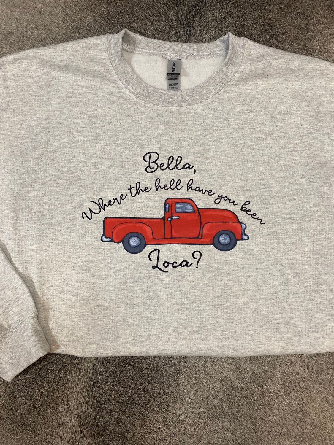 Bella, Where The Hell You Been Loca Truck Design, Color: Ash Grey, Size: Small, Style: Tee