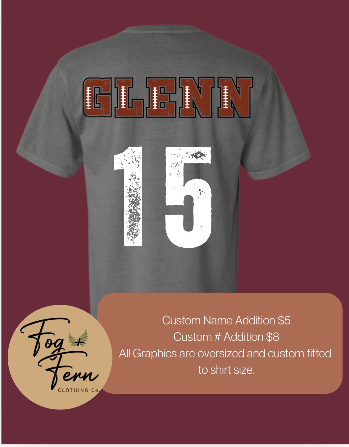 Name + Number  Additional Print Add On-Custom Graphic