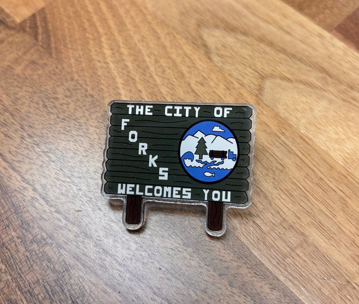 Twilight City of Forks Sign Pin
