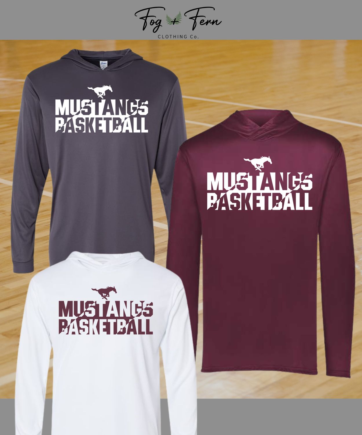 Mustang Basketball Split Hooded UV Protective Pullover (Youth)