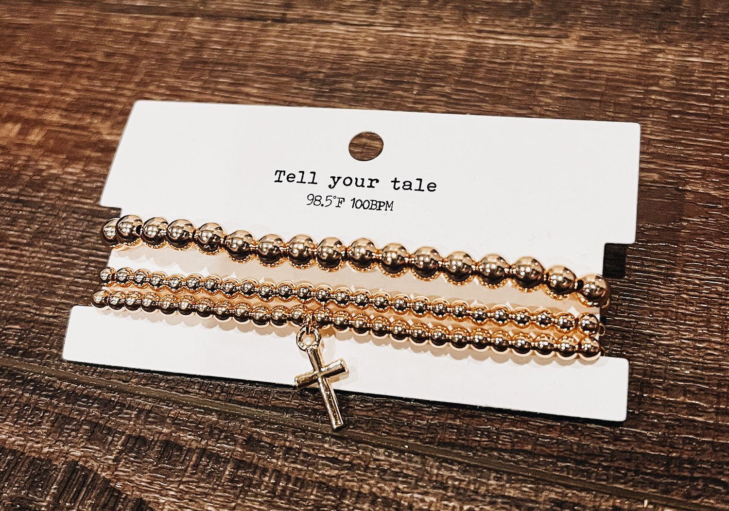 Gold Cross Stacking Bracelet Set