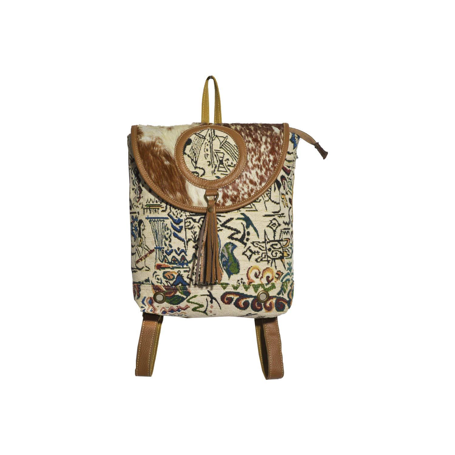 Canvas &amp; Leather Women's Round Backpack