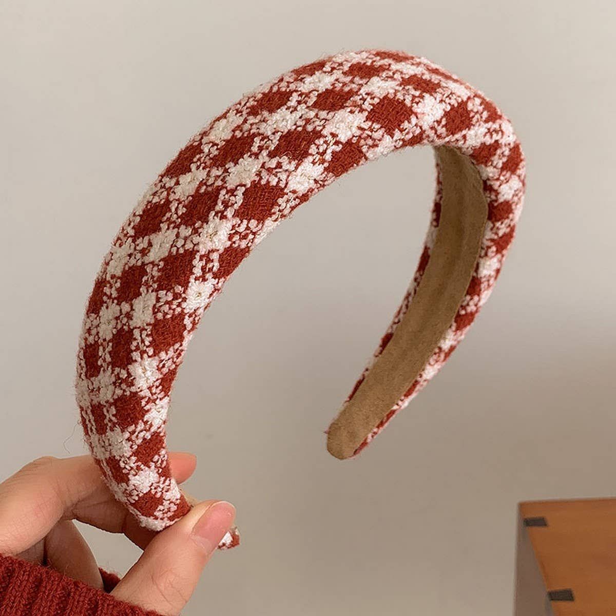Red Houndstooth Headband
