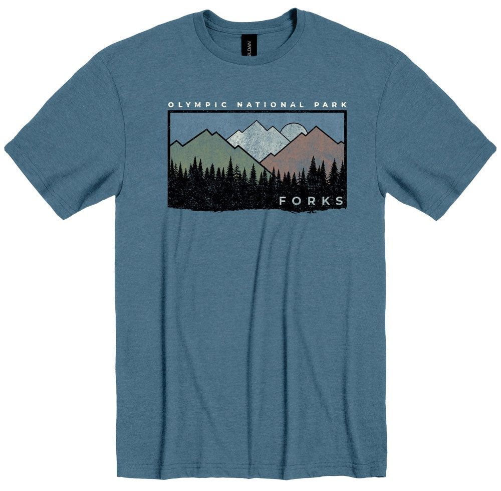Forks Landscape Graphic Tee, Color: Steel Blue, Size: Small