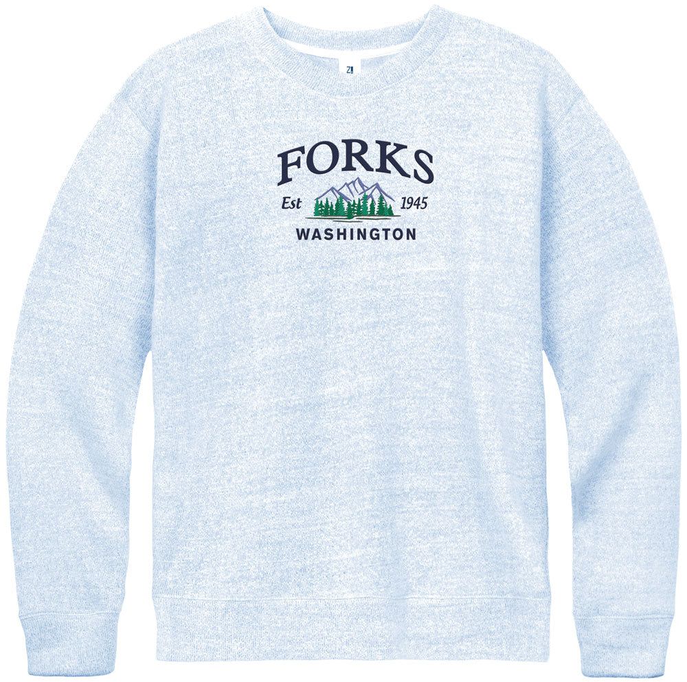 Scenic Arch Embroidered Chorded Crew, Color: Denim Blue, Size: Small