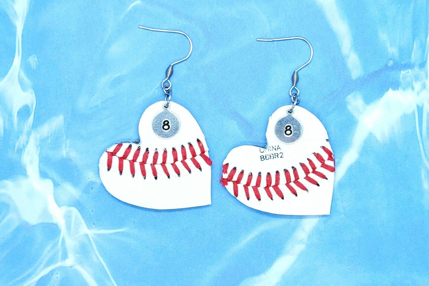 Real Baseball Heart Earrings, Softball Heart Earrings: Baseball
