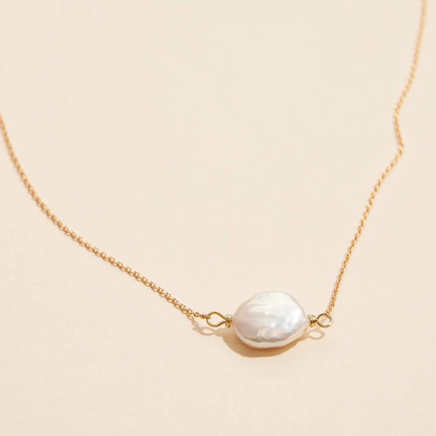 Coin Pearl Pendant 18K Gold Dipped Necklace