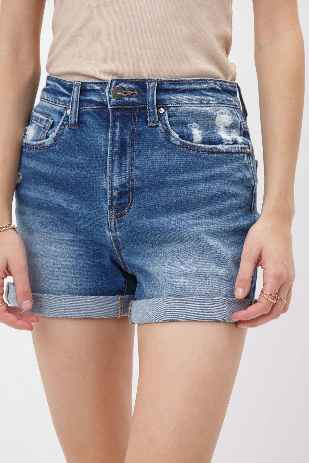 Ladies Mica Denim Super High Rise Mom Shorts