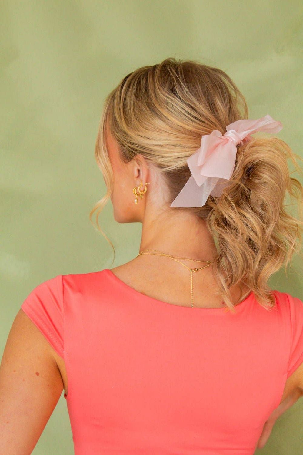 Sheer Bow Banana Claw Clip: Pink / 4.75 inch