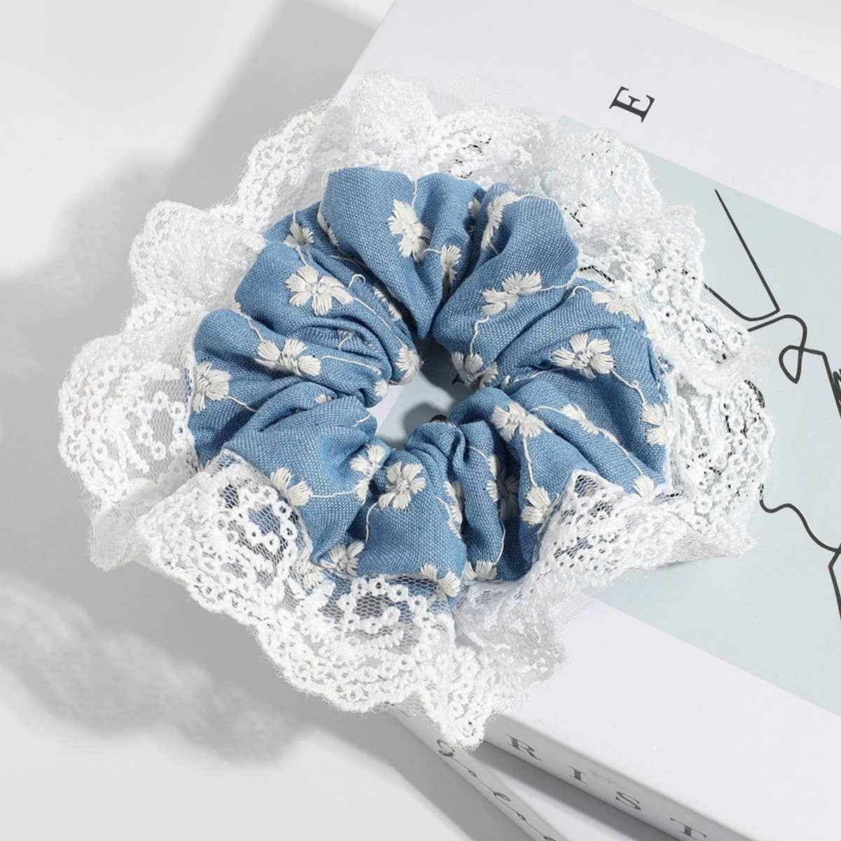 Polka Dot Scrunchie Blue