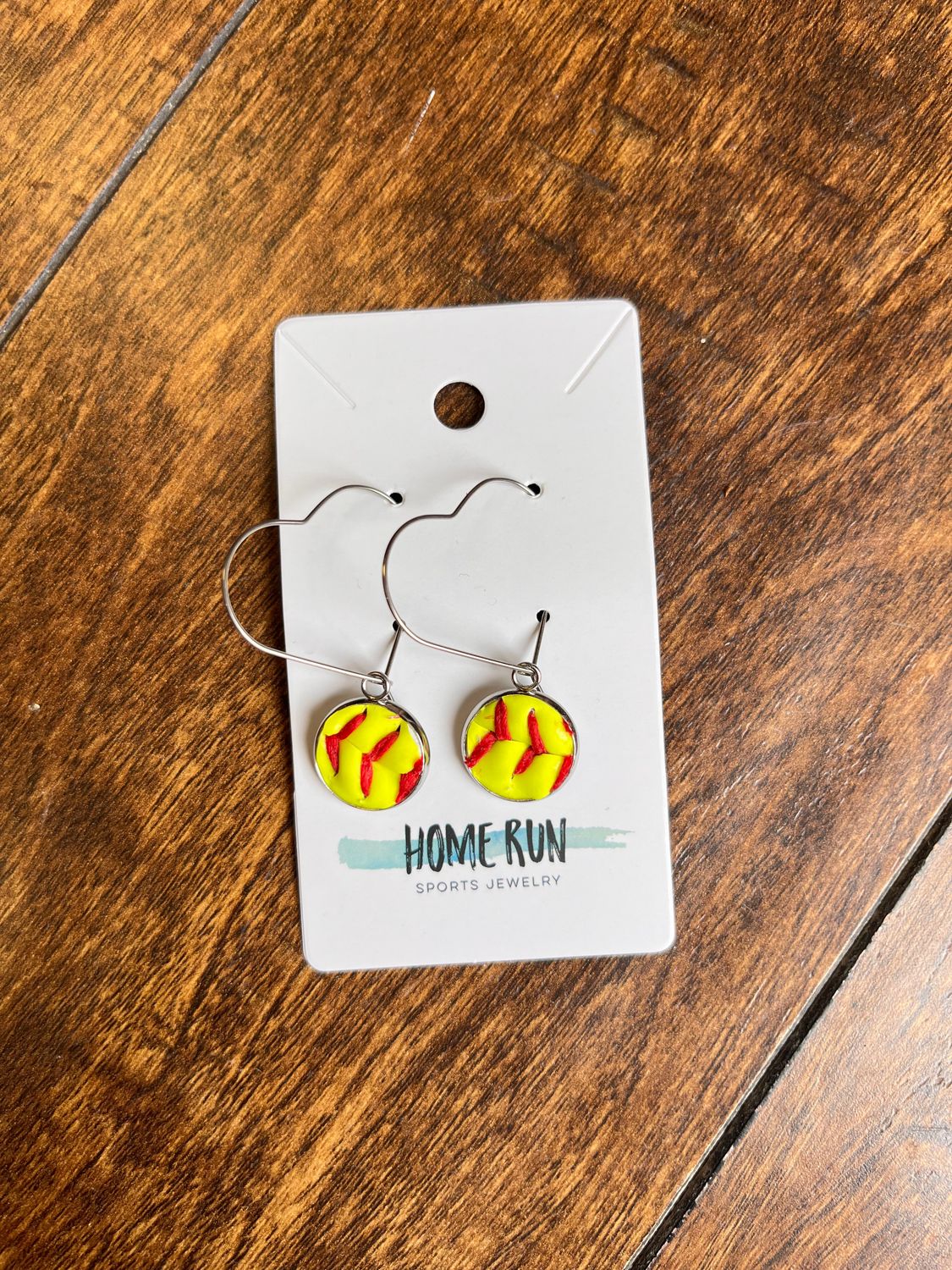Softball Heart Hoop Earrings, Real Baseball Jewelry: Softball