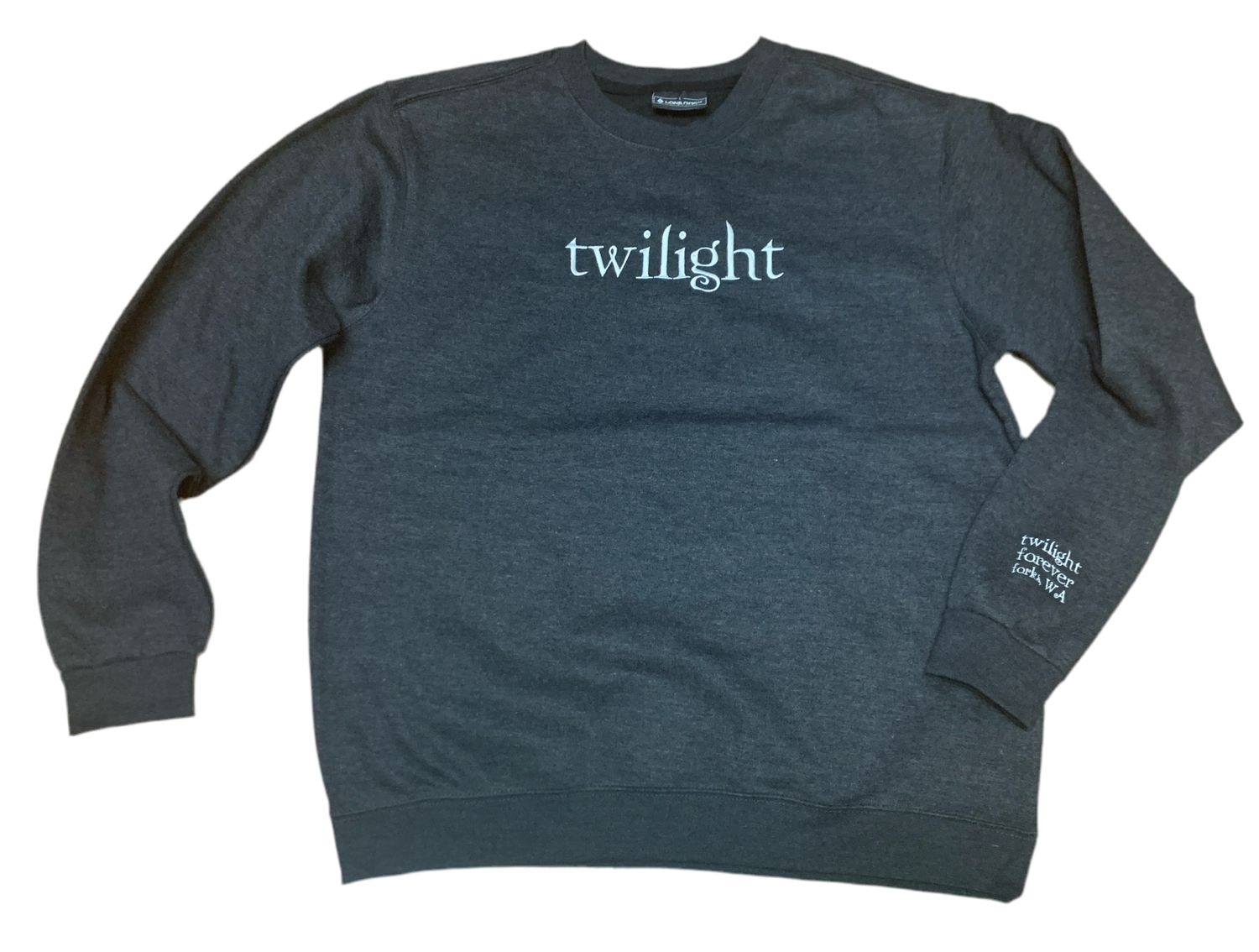 Charcoal Logo Embroidered Crewneck, Color: Heather Charcoal with White Thread, Size: Small