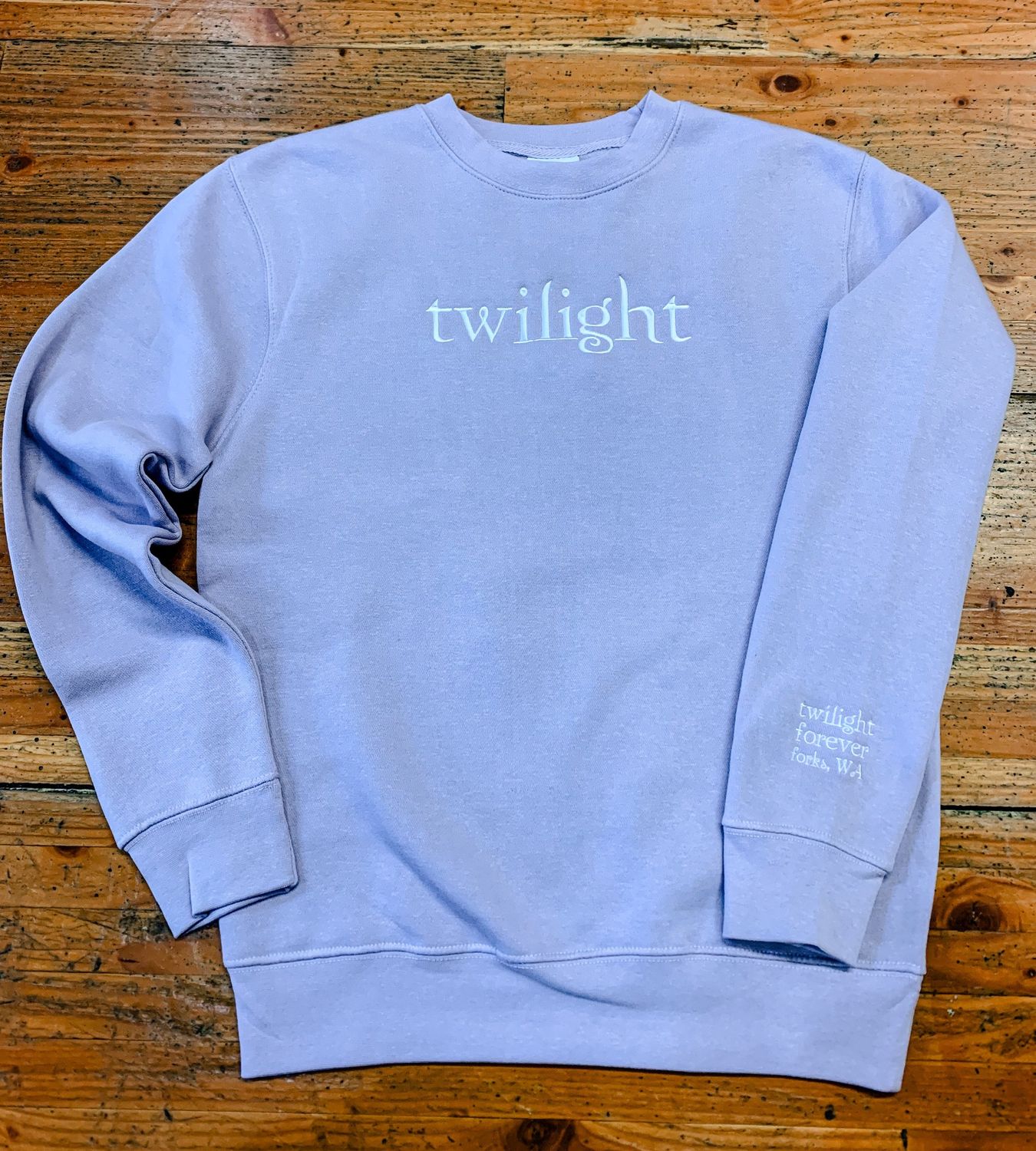 Lavendar Logo Embroidered Crewneck, Color: Lavendar Haze, Size: Small