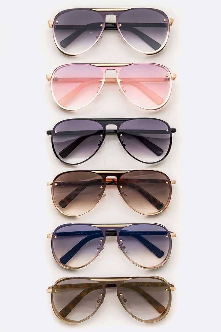 Glitter Side Block Aviator Sunglasses