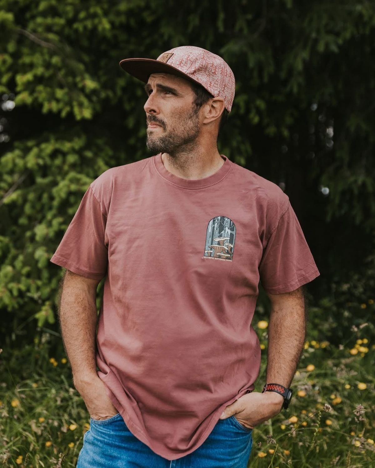 Moss + Tree Olympic National Park Short Sleeve Tee, Color: Vineyard, Size: Small