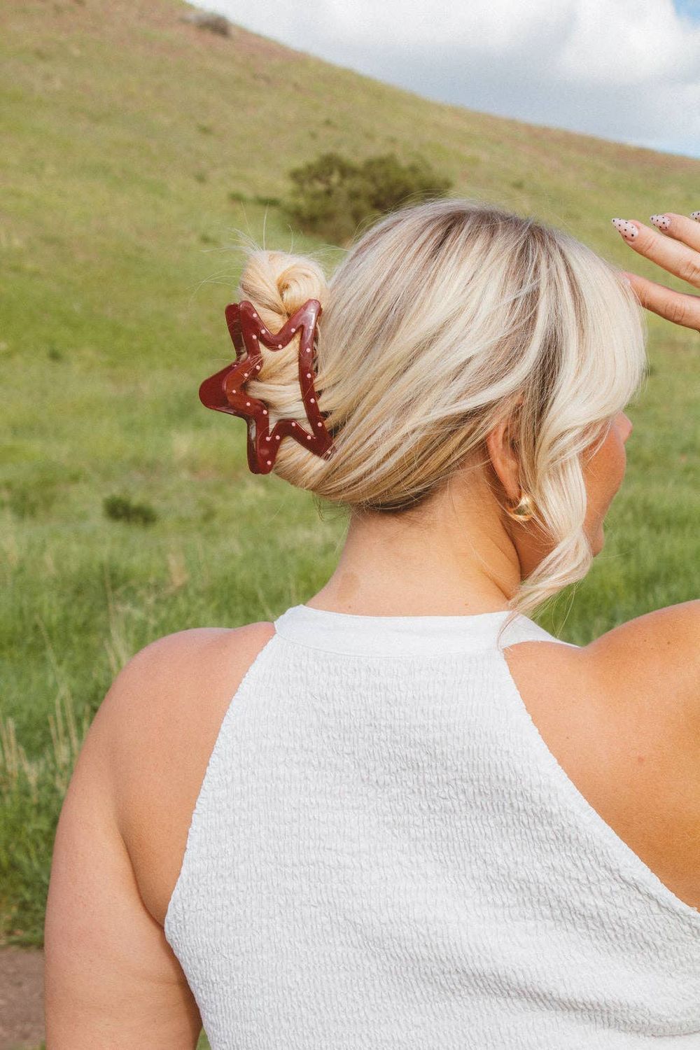 Red Polka Dot Star Claw Clip