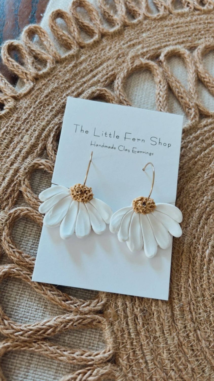 Textured Daisy Hoops
