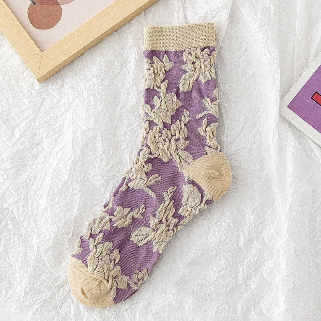 Rufia - Purple Embossed Women's Socks: One Size