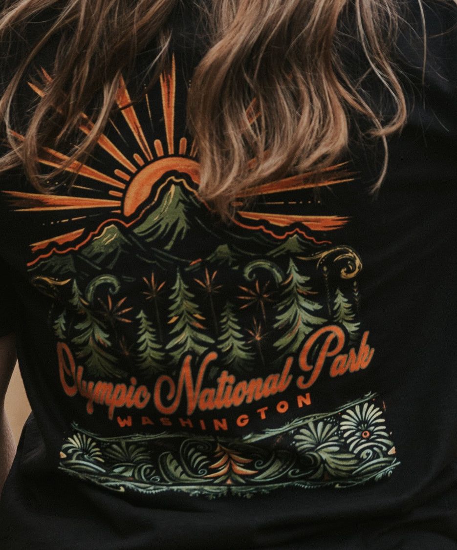 Sunset Mountain + Pine Crewneck Sweatshirt