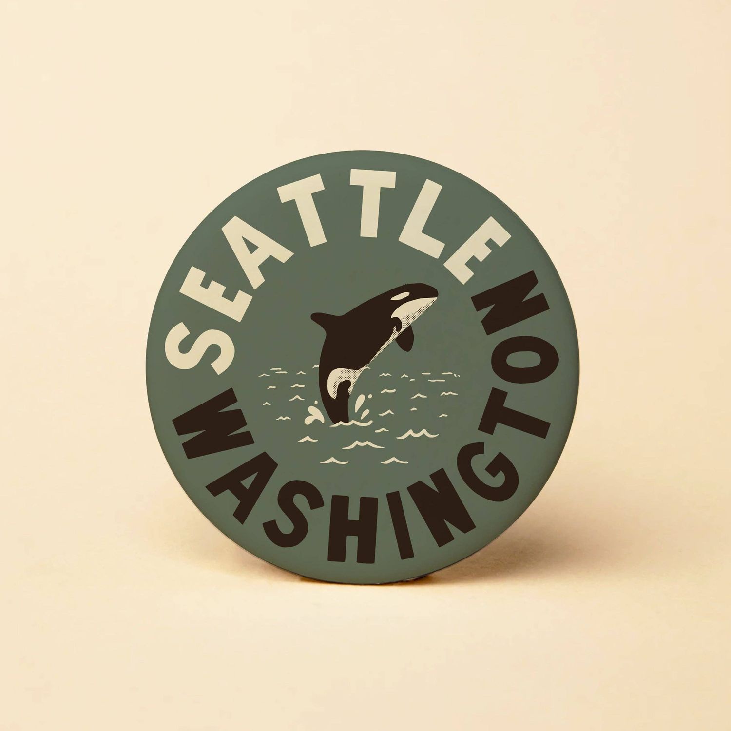 Seattle WA Orca Round Magnet
