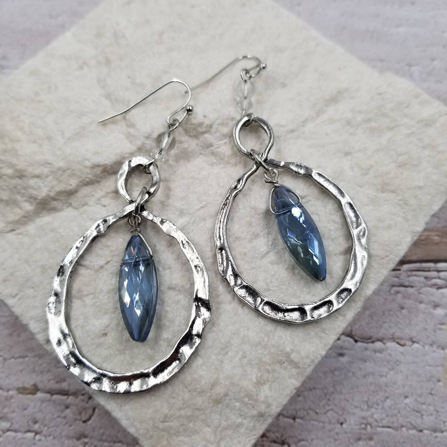 Vintage Pounding Wrapped Crystal Earrings