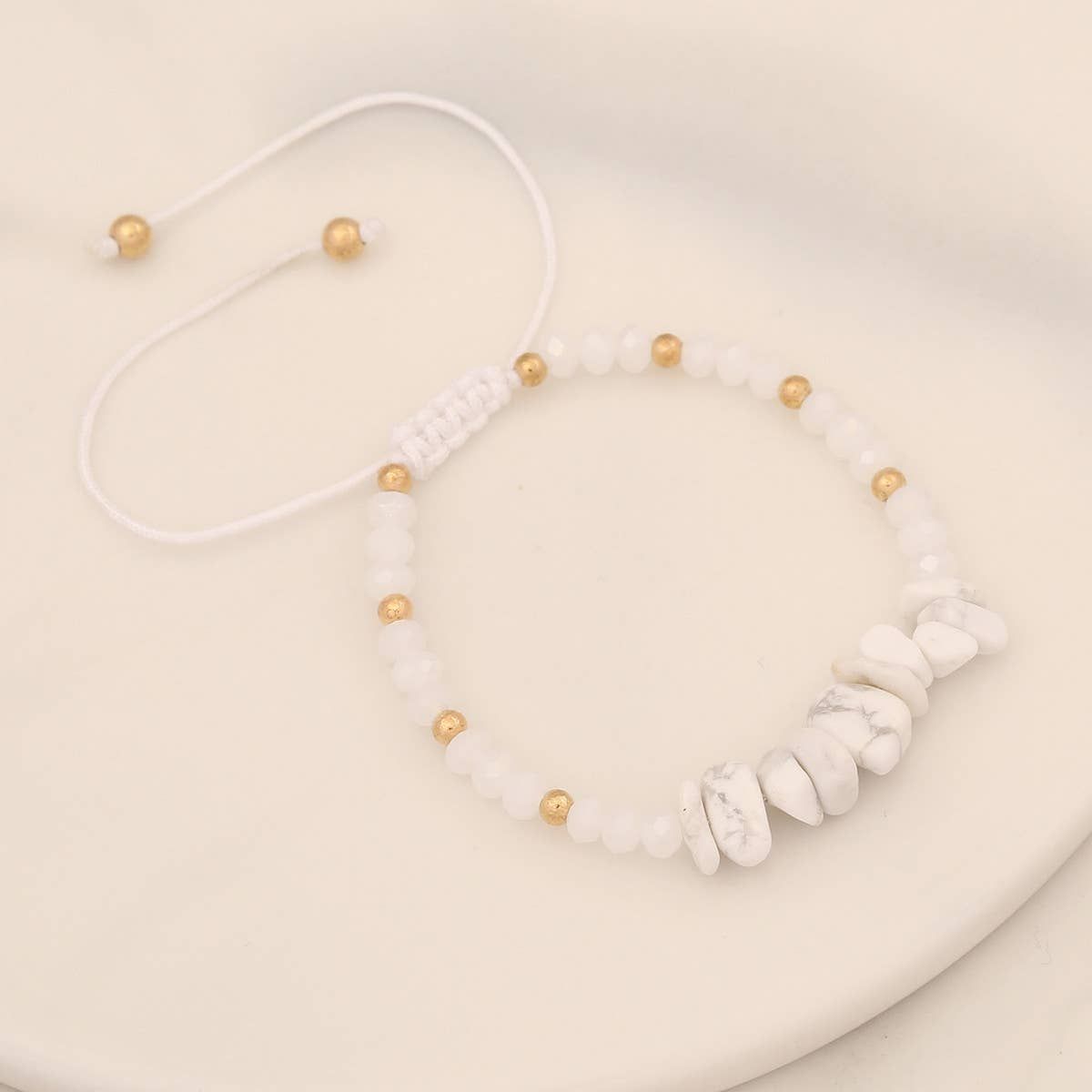 WHITE HAND-WOVEN NATURAL STONE BRACELET
