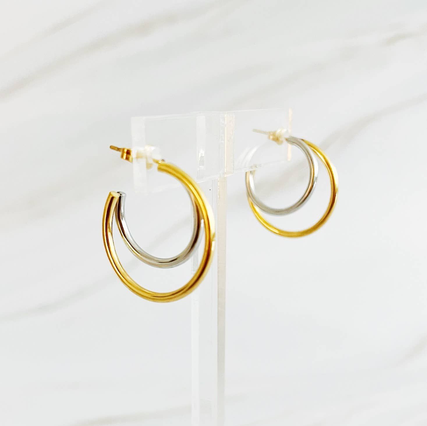 Uptown Two Tone Hoop Earrings
