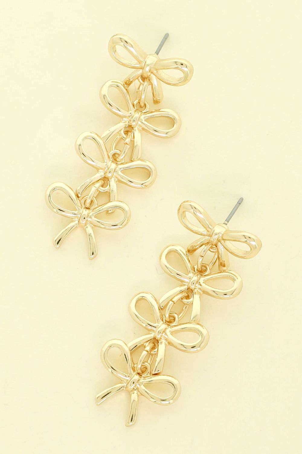 Open Butterfly Bow Linked Toggle Drop Earrings