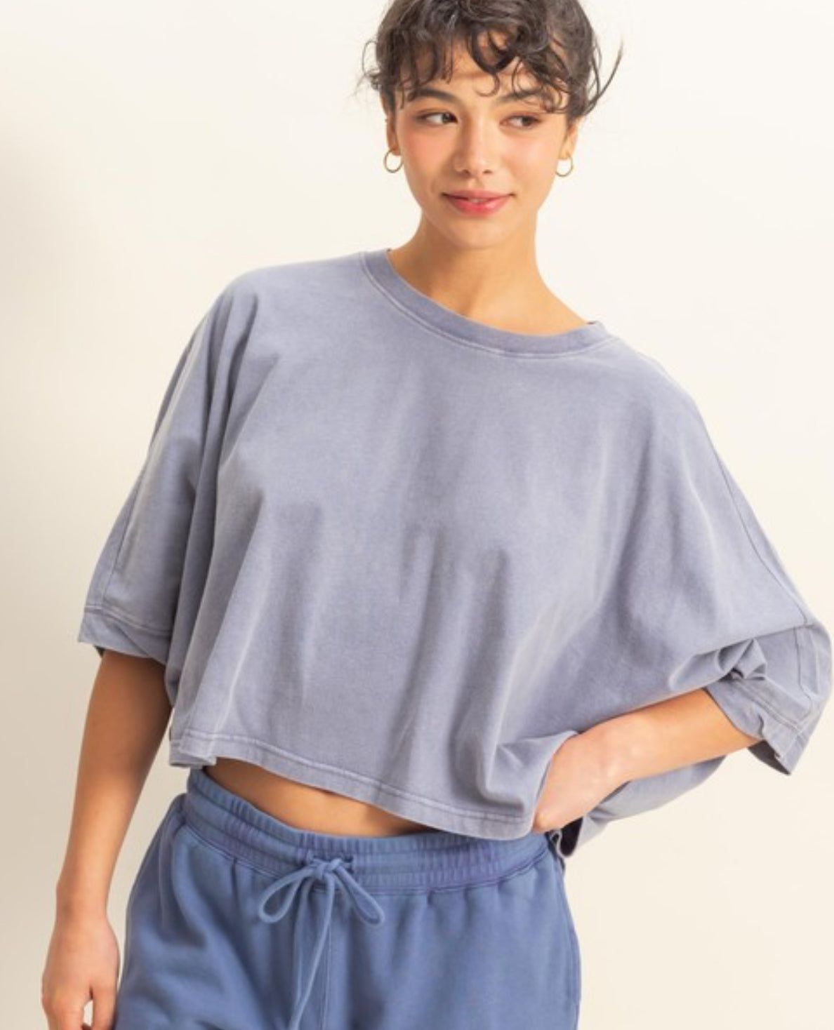 Flowy Knit Sweater Top-Indigo
