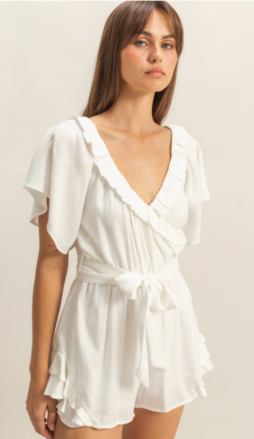 Ruffle Romper- White