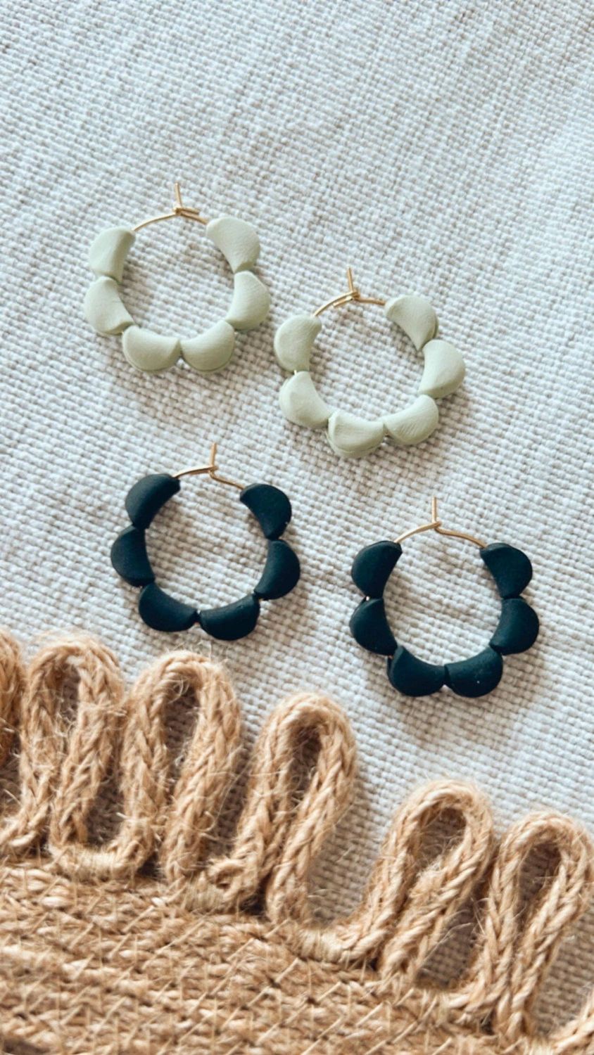 Scalloped Hoops: Sage