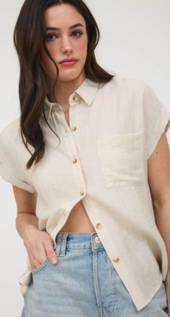 Collared Cuffed Short Sleeve Top