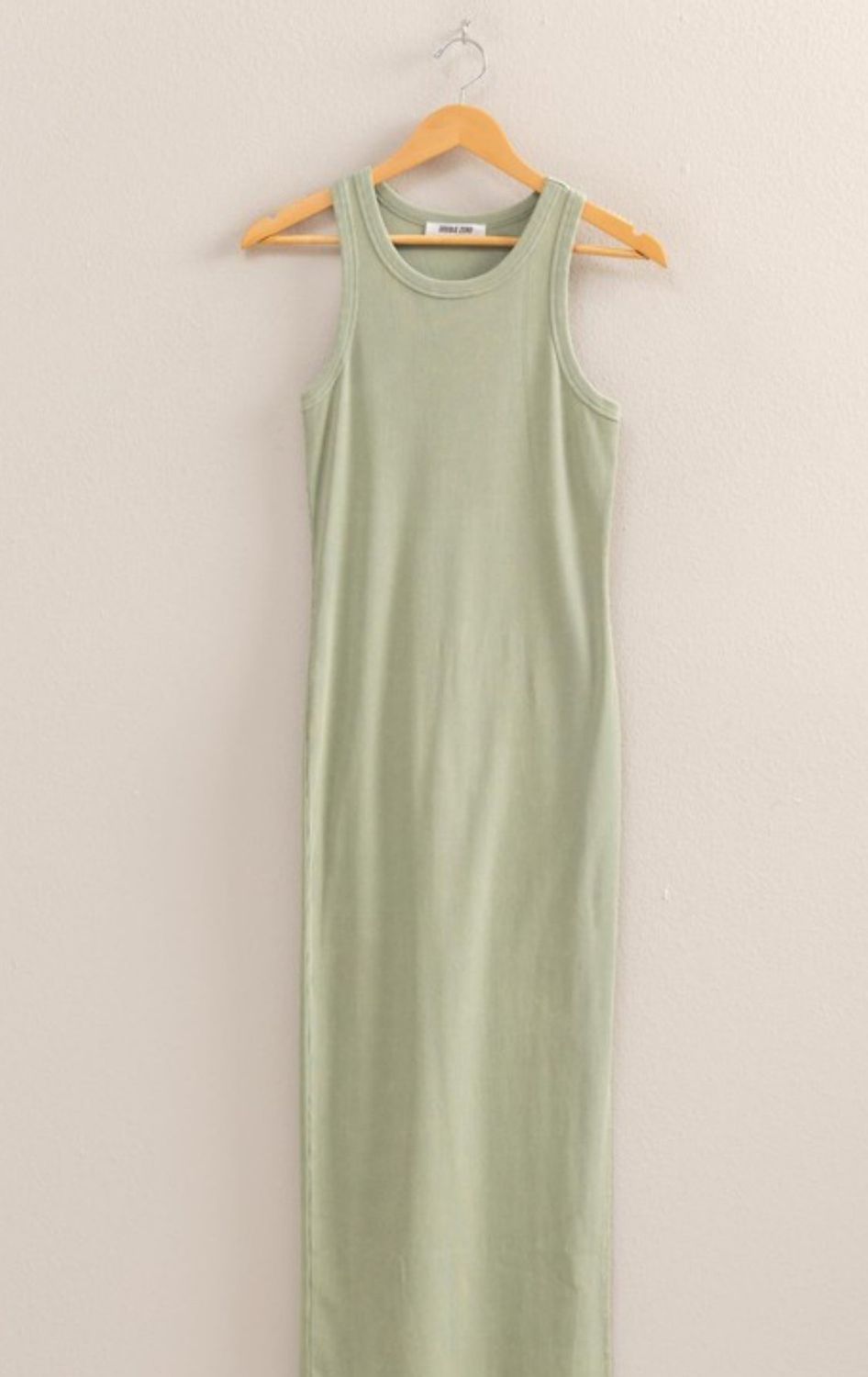 Acid Wash Tank Dress- Sage Green
