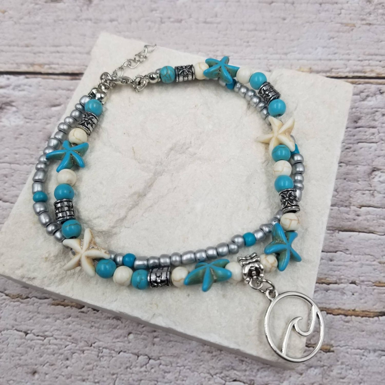 Double Layer Starfish Miyuke Bead Beach Anklet