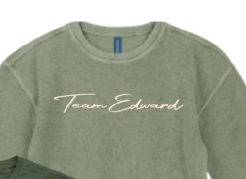 Team Edward Embroidered Applique Chorded Crewneck