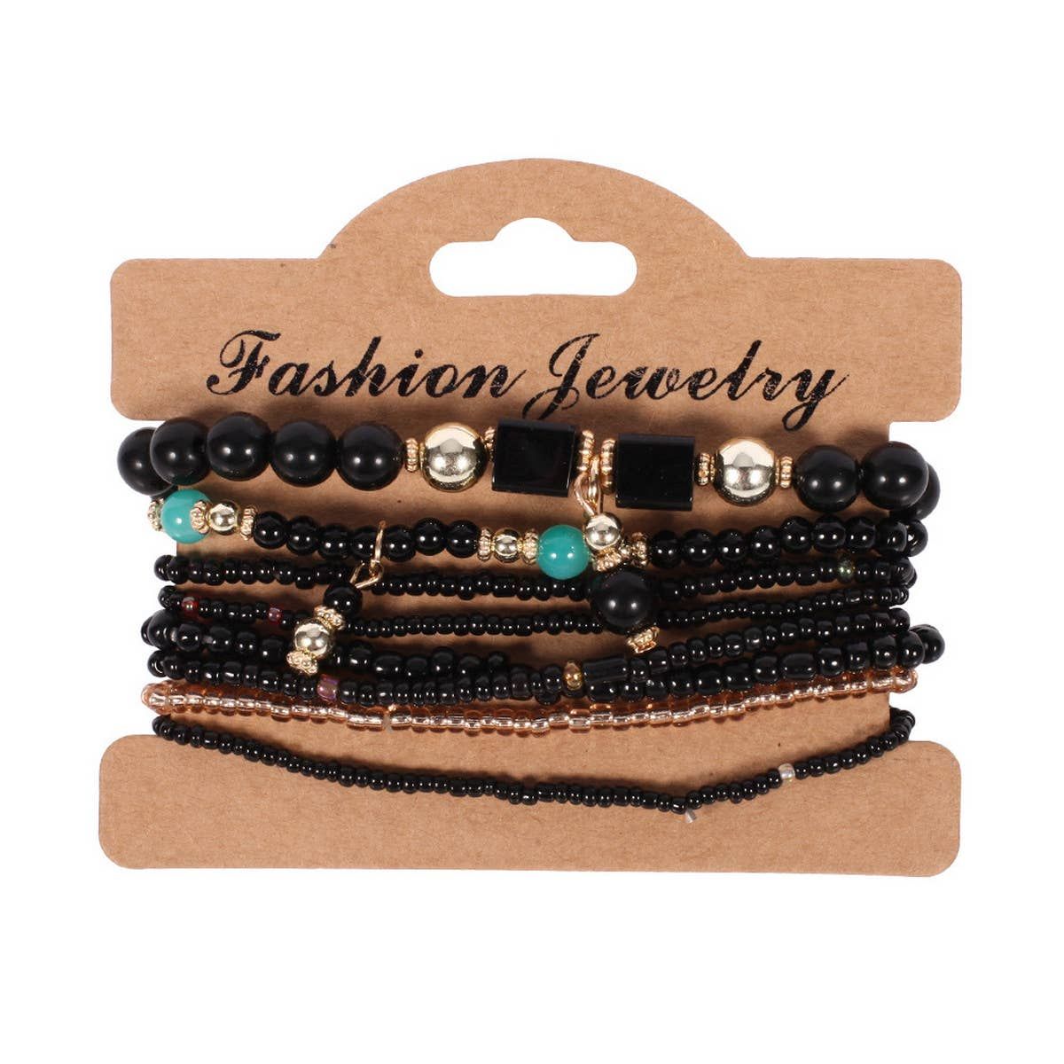 BLACK BEADED BOHEMIAN BRACELET