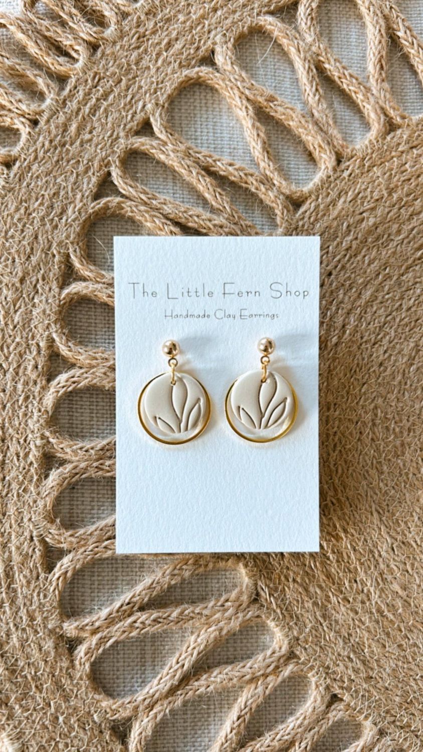 Cream Leaf Dangles