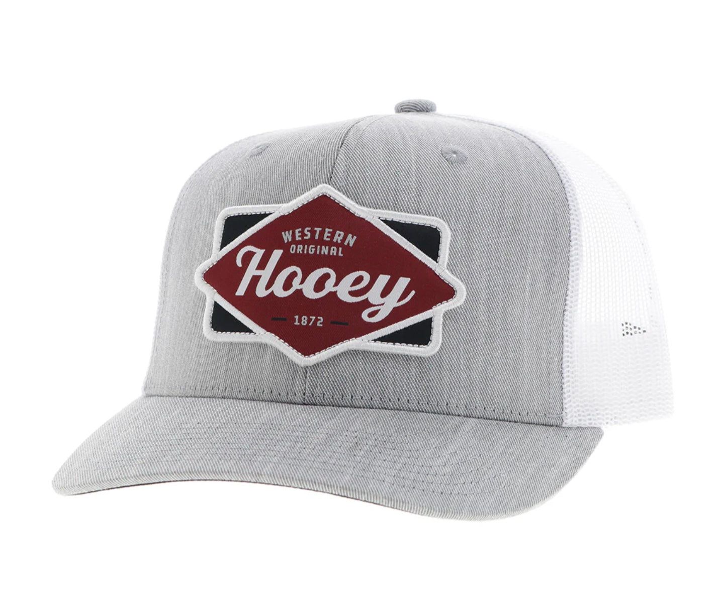 "Diamond" Hooey Hat Grey/White w/Black &amp; Maroon Patch