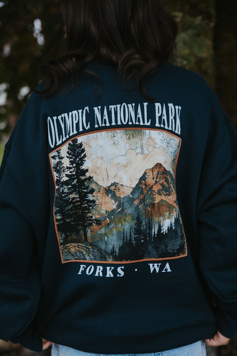 Olympic Mountain Drip Scene Crewneck Sweater