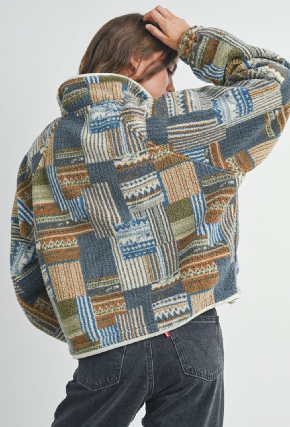 Blue Patchwork Sweater