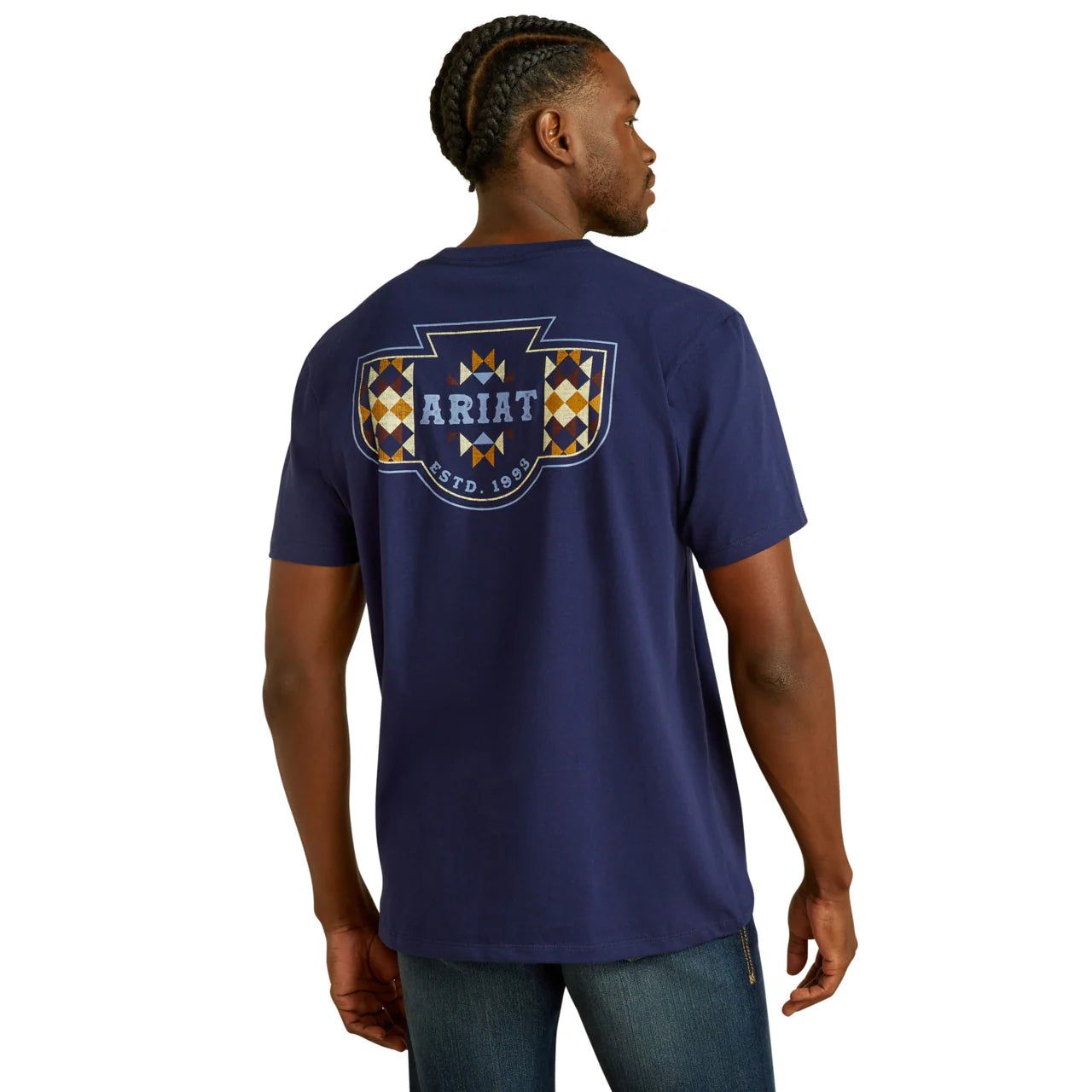 Ariat Men's Woven West Graphic Medieval Blue T-Shirt