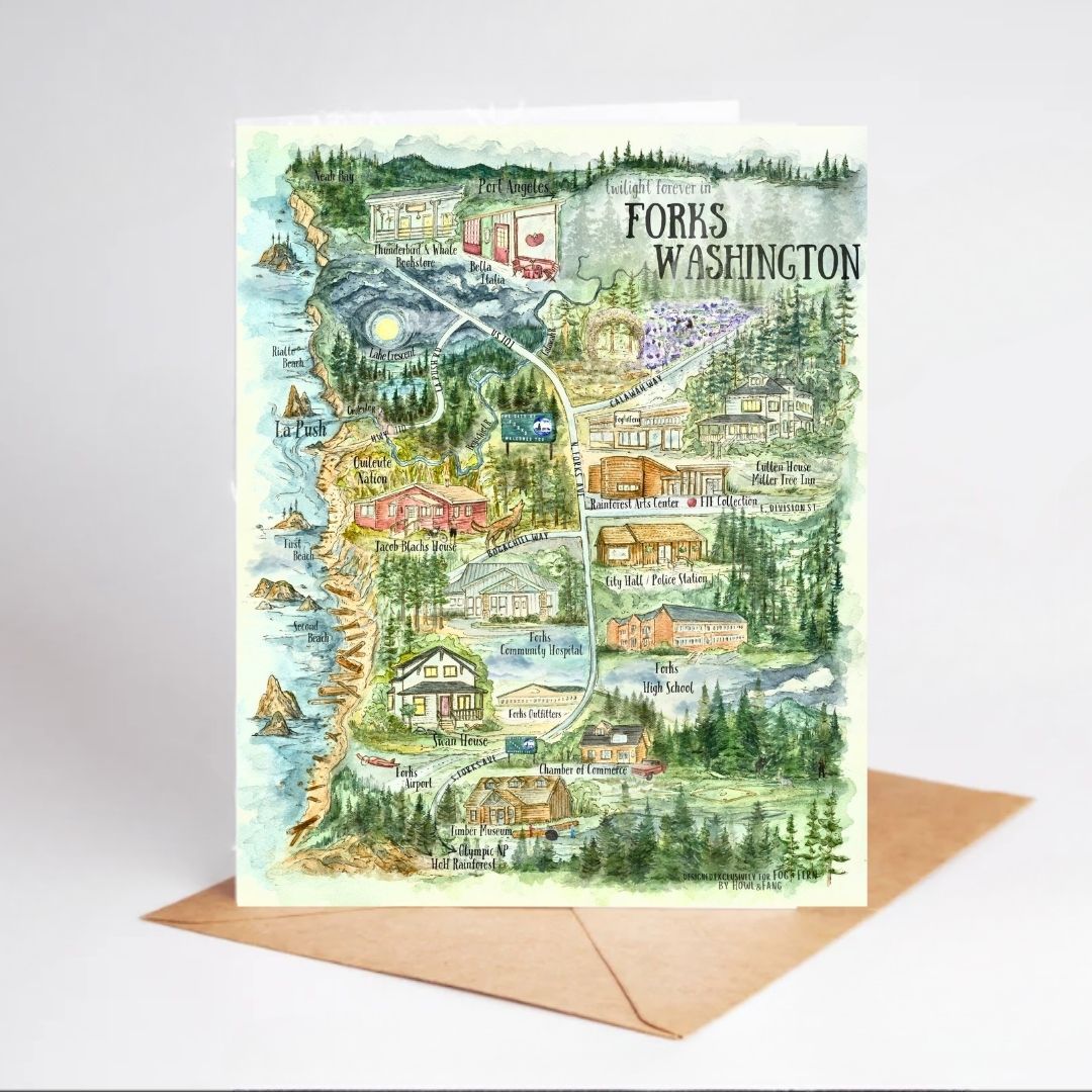 Forks Twilight Map Greeting Card